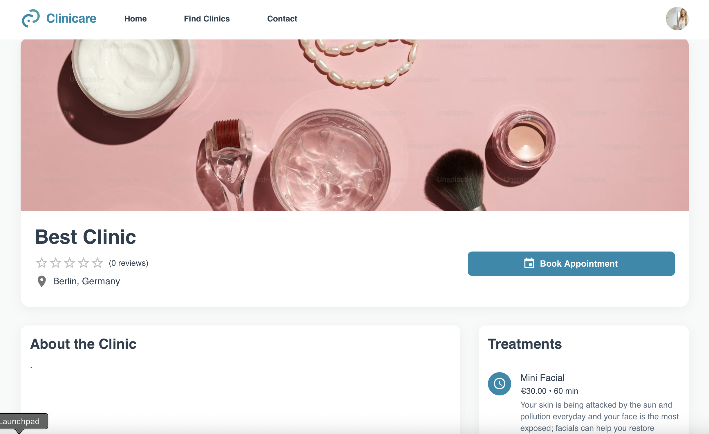 Clinicare Clinic Page