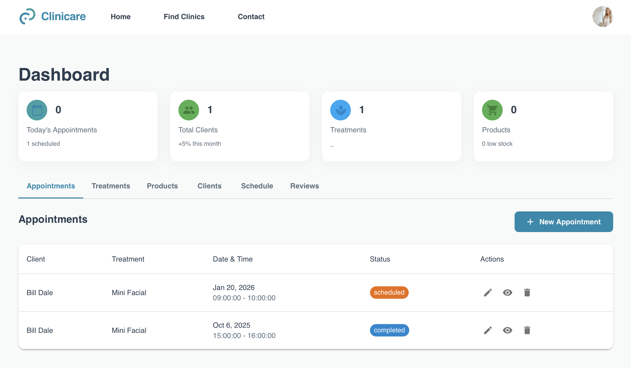 Clinicare Dashboard